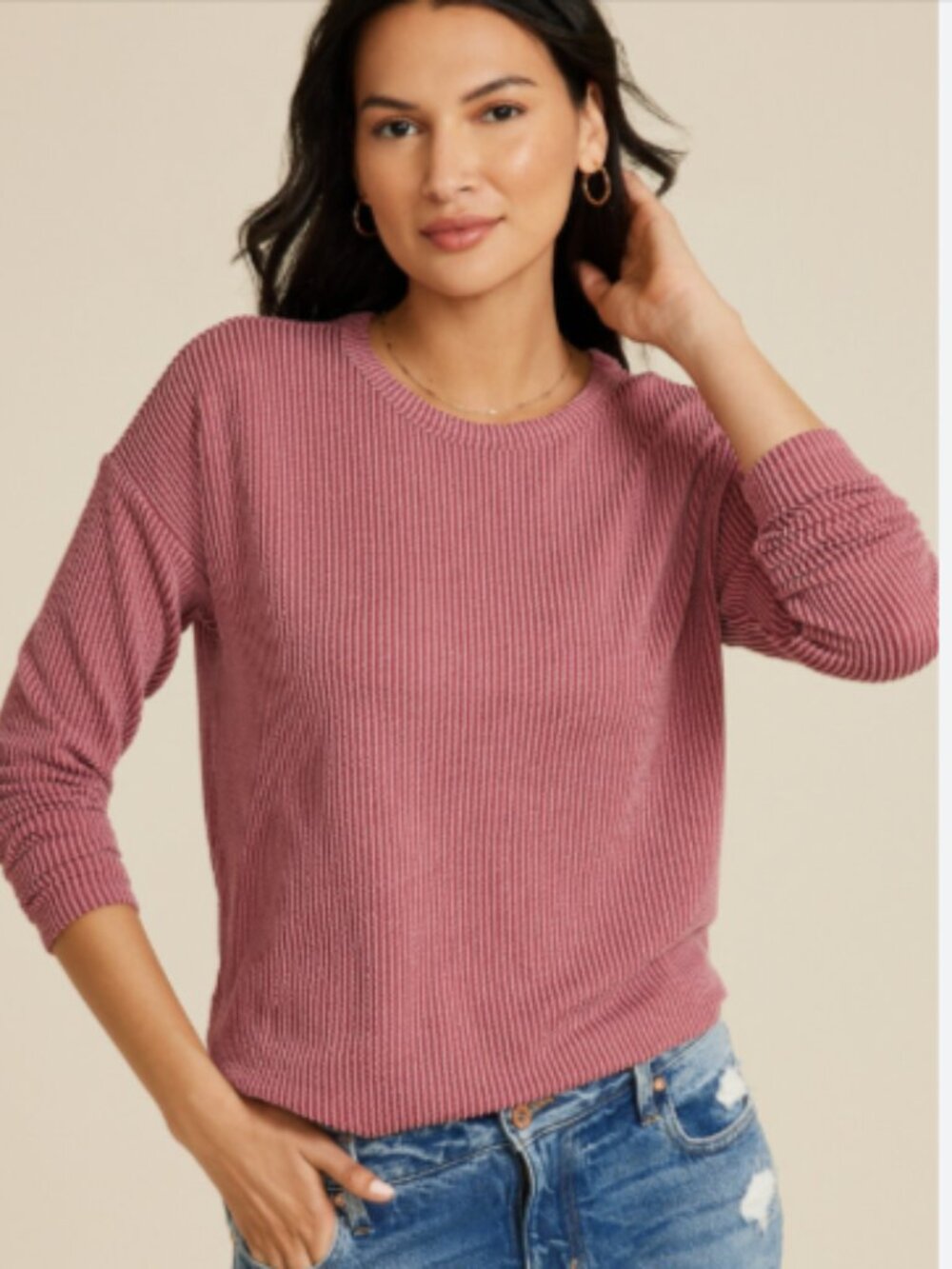 24/7 Clara Long Sleeve Ribbed Tee NWT